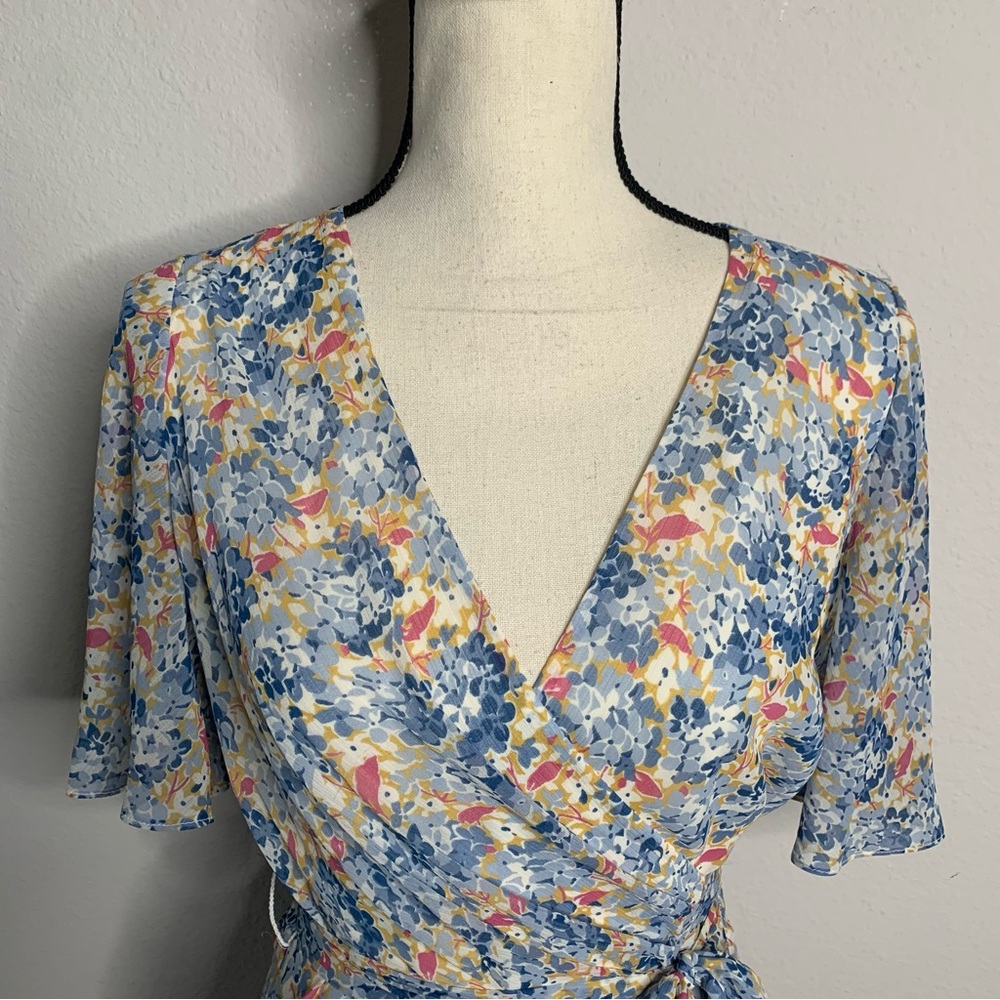 Lauren Ralph Lauren Floral Georgette Faux Wrap Midi Dress - Picture 7 of 14